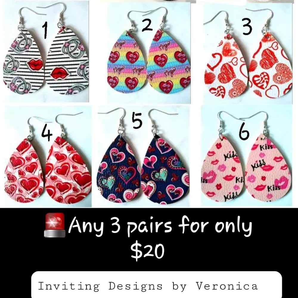Valentine's faux leather earrings!